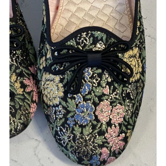 Daniel Green Vintage House Shoes Size 2A 75 Metallic Floral Brocade Fast Ship - Picture 4 of 14
